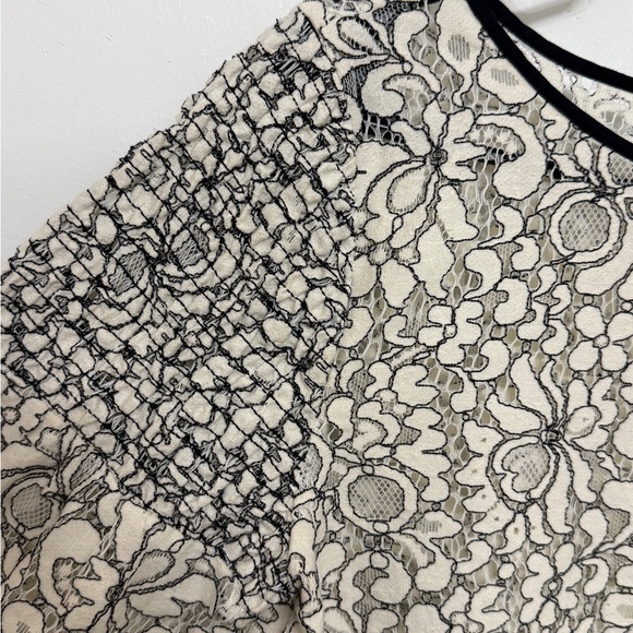 LOFT Floral Lace Blouse in Cream and Black - Picture 4 of 9